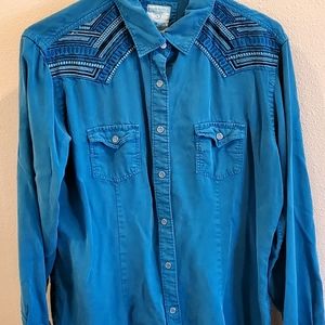 EUC Size L Panhandle Slim Turquoise Top